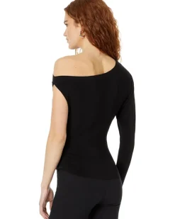 One Sleeve Drop Shoulder Side Drape Top