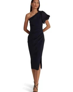 One-Shoulder Crepe Cocktail Dress