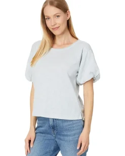 Open Neck Bubble Sleeves Tee