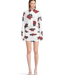 Oversized Boyfriend Neck Shirt Shirred Bottom Mini Dress