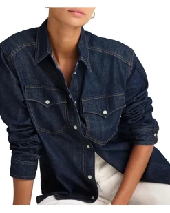 Oversized Western Shirt In Rinse Wash