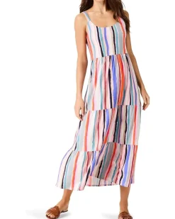 Painted Stripes Tiered Maxi Dress