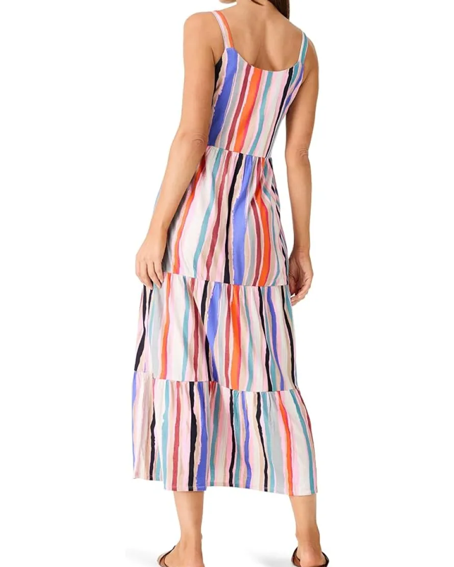 Painted Stripes Tiered Maxi Dress