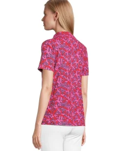 Pajama Knit Short Sleeve Button-Up Top