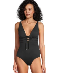 Pearl Tie Front One-Piece