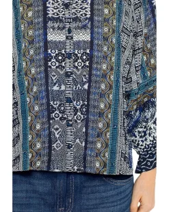 Petite 3/4 Sleeve Button Front Woven Blouse