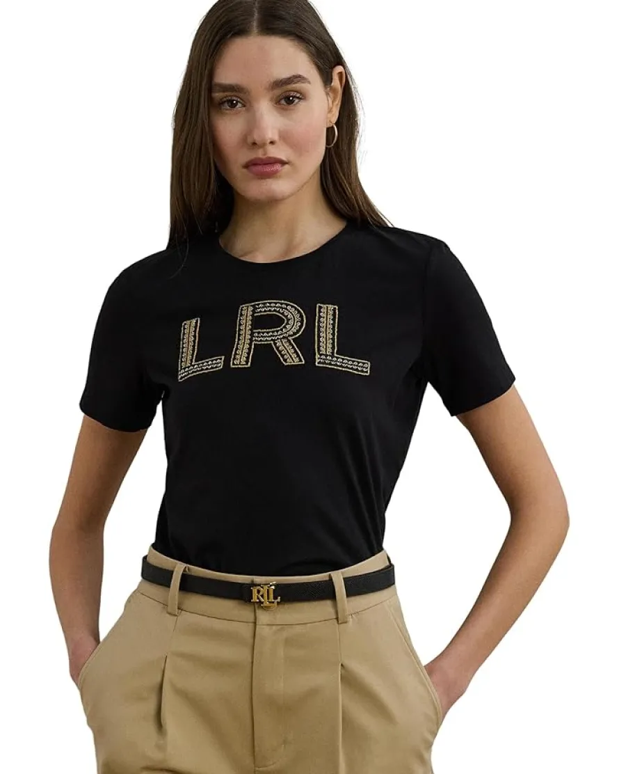 Petite Beaded-logo Cotton Jersey Tee