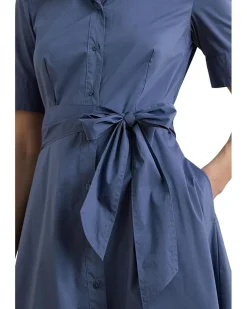 Petite Belted Cotton-Blend Shirtdress
