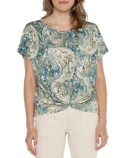 Petite Crew Neck Dolman With Twisted Front Detail