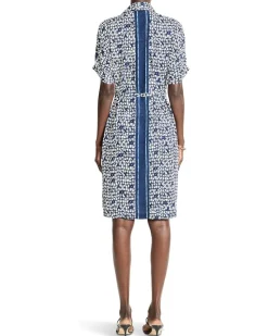 Petite Etched Angles Belted Devon Dress