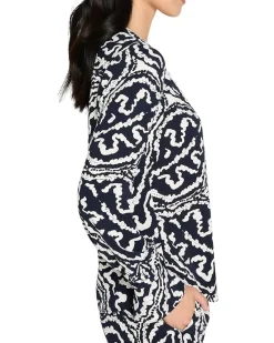 Petite Indigo Leaf Double Crepe Top