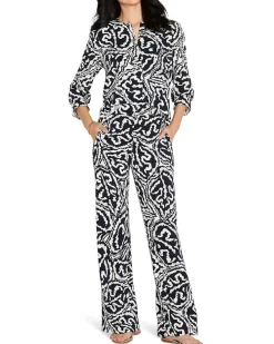 Petite Indigo Leaf Double Crepe Top