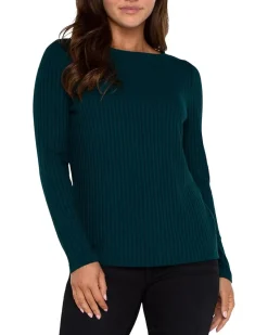 Petite Long Sleeve Boat Neck Knit Top