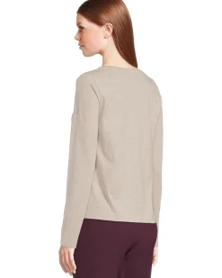 Petite Melange Fine Organic Cotton Jersey Round Neck Long Sleeve Tee
