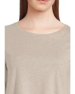 Petite Melange Fine Organic Cotton Jersey Round Neck Long Sleeve Tee