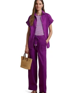 Petite Striped Stretch Cotton Crewneck Tee