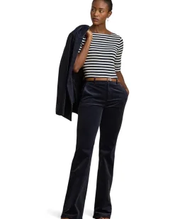 Petite Striped Stretch Cotton Boatneck Tee