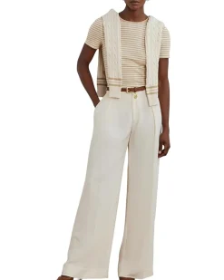 Petite Striped Stretch Cotton Crew Neck Tee