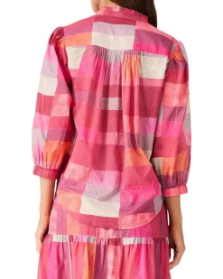 Petite Sunset Plaid Cotton Girlfriend Shirt