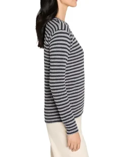 Petite Texture Stripe Button Shoulder Top