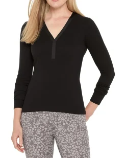 Petite Trimmed Perfect Knit Rib V-neck Top