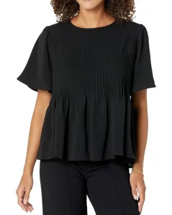 Pin Tuck Blouse with Flutter Sleeve
