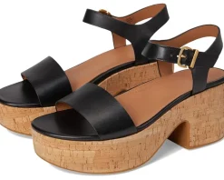 Platfforms Leather/Cork Heeled Ankle-Strap Sandals