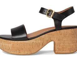 Platfforms Leather/Cork Heeled Ankle-Strap Sandals