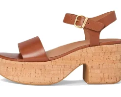 Platfforms Leather/Cork Heeled Ankle-Strap Sandals