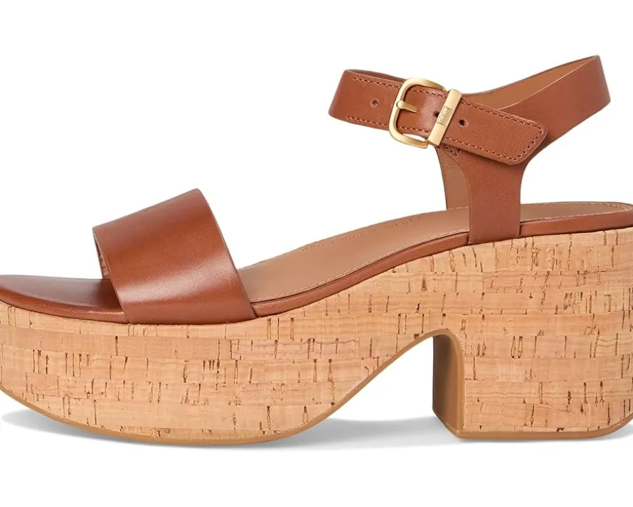 Platfforms Leather/Cork Heeled Ankle-Strap Sandals