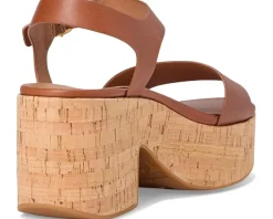 Platfforms Leather/Cork Heeled Ankle-Strap Sandals