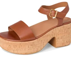 Platfforms Leather/Cork Heeled Ankle-Strap Sandals