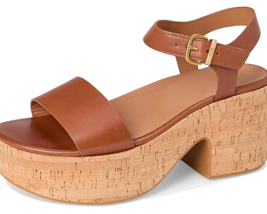 Platfforms Leather/Cork Heeled Ankle-Strap Sandals