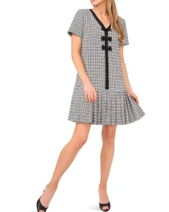 Pleated Box Combo Bow Dress