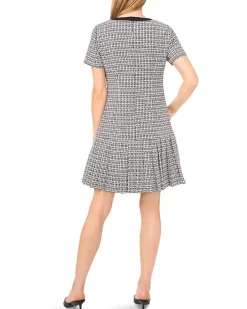 Pleated Box Combo Bow Dress