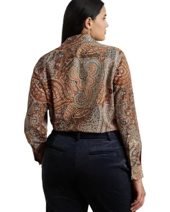 Plus Size Classic Fit Paisley Crepe Shirt
