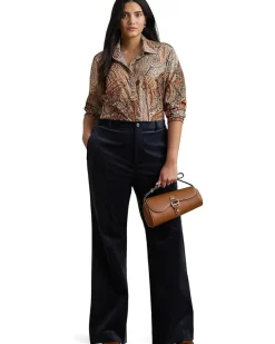 Plus Size Classic Fit Paisley Crepe Shirt