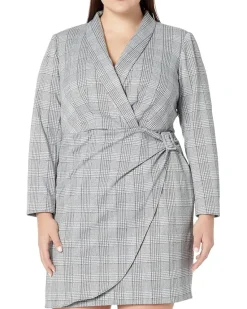 Plus Size Metallic Plaid Blazer Dress