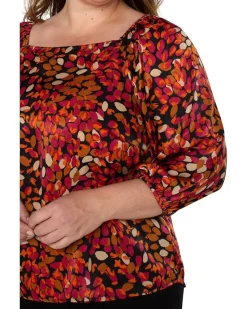 Plus Size Puff Sleeve Square Neck Woven Top