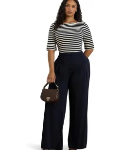 Plus Size Striped Stretch Cotton Boatneck Tee