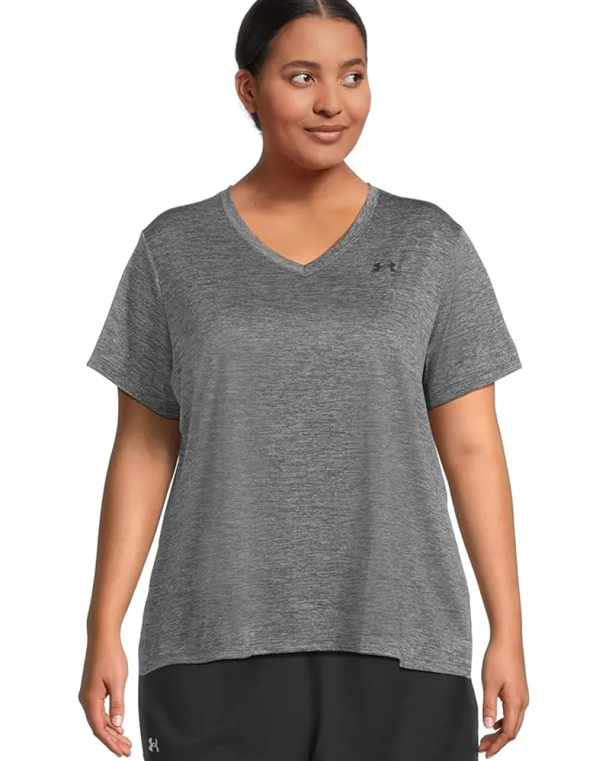 Plus Size Tech Short Sleeve V-Neck Twist