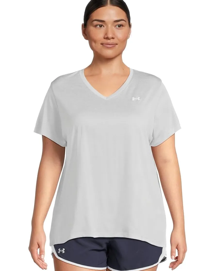Plus Size Tech Short Sleeve V-Neck Twist