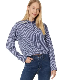 Presley - Crop Button Down L/S With Elastic Hem