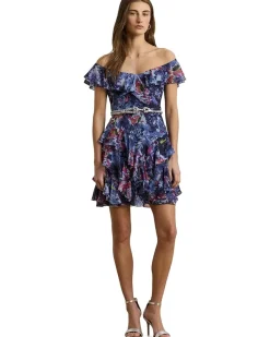 Print Off-The-Shoulder Cocktail Dress
