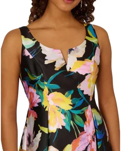 Printed Mikado Short Dress