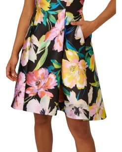 Printed Mikado Short Dress