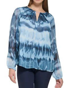 Printed Shirred Front Long Sleeve