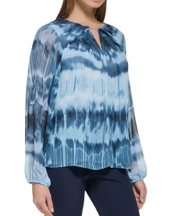 Printed Shirred Front Long Sleeve