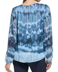 Printed Shirred Front Long Sleeve