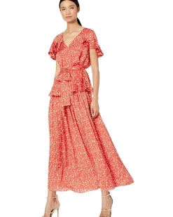 Printed Top with Ruffled Sleeves